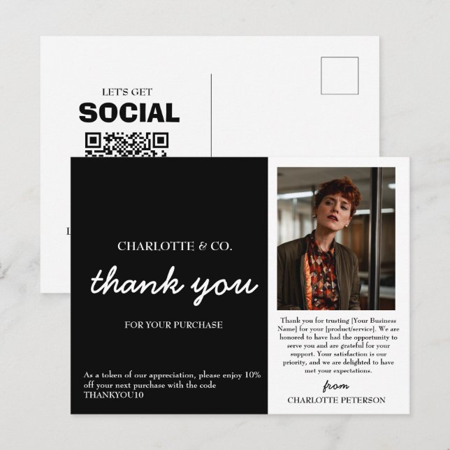 Custom Foto Small Business Vielen Dank Postkarte (Vorne/Hinten)