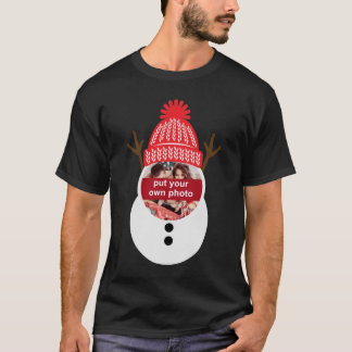 Custom Foto Snowman Weihnachts-T - Shirt