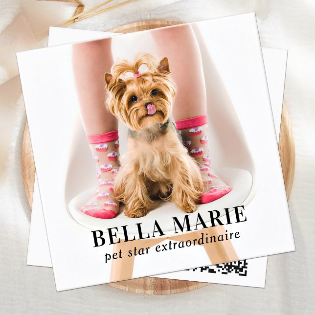 Custom Foto Social Media Moderner Pet Influencer Quadratische Visitenkarte (Von Creator hochgeladen)