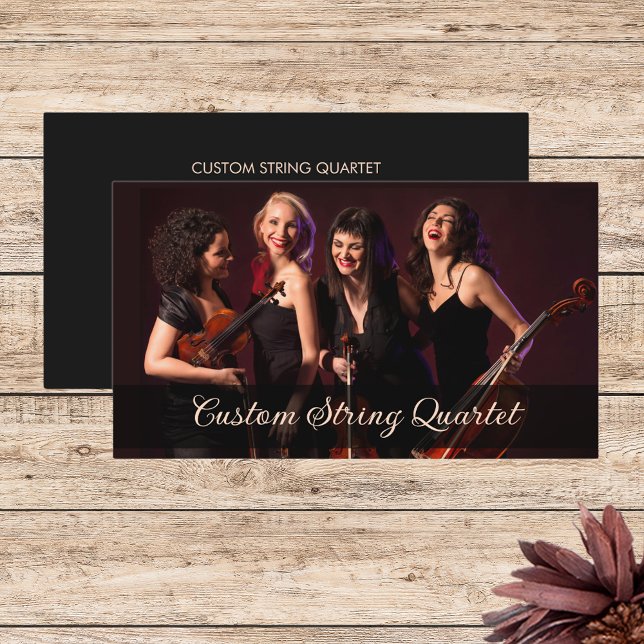 Custom Foto String Quartet Musician Black Visitenkarte (Von Creator hochgeladen)