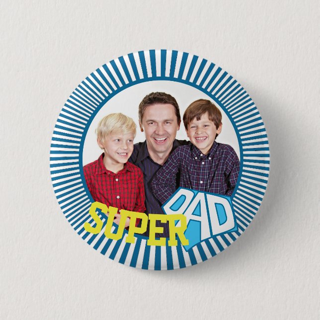 Custom Foto Super Vater Comic Book Button (Vorderseite)