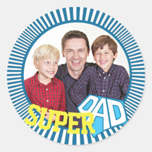 Custom Foto Super Vater Comic Book Runder Aufkleber