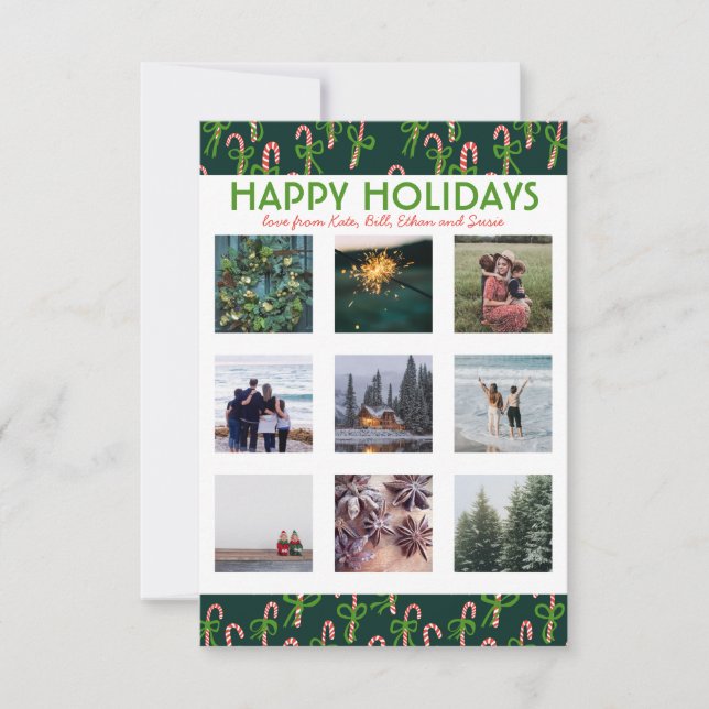 CUSTOM FOTO Sweet Candy Canes Weihnachtskarte (Vorderseite)