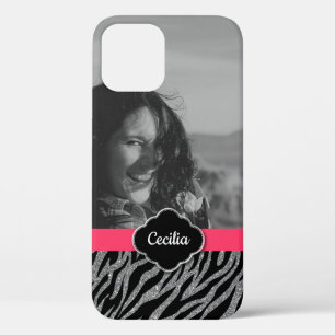 Custom Foto Template Girly Pink Zebra Streifen Case-Mate iPhone Hülle
