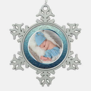 Custom Foto Template Snowflake Weihnachten Weihnac Schneeflocken Zinn-Ornament