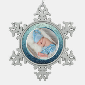 Custom Foto Template Snowflake Weihnachten Weihnac Schneeflocken Zinn-Ornament