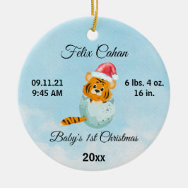 Custom Foto Tiger Baby's Boy First Christmas 2022 Keramik Ornament
