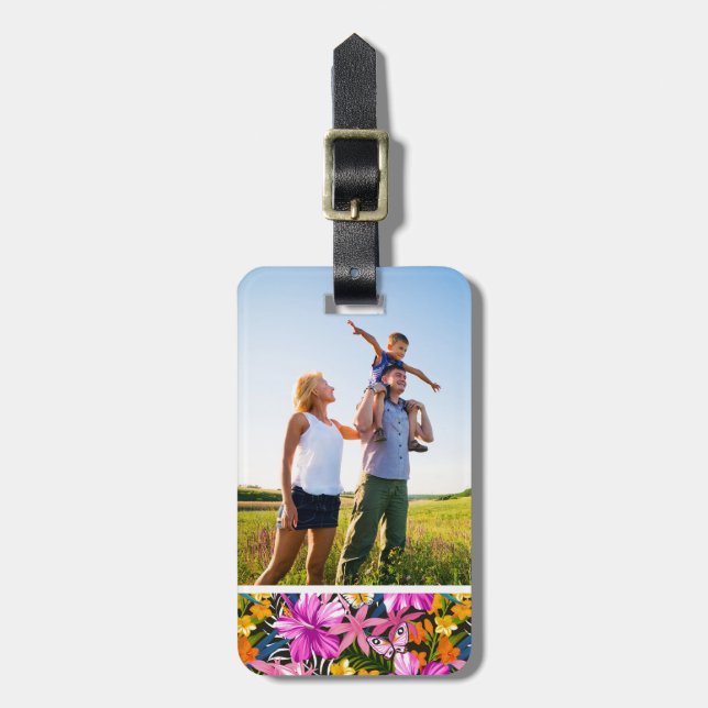 Custom Foto Tropical Blätter and Blume Gepäckanhänger (Vorderseite vertikal)