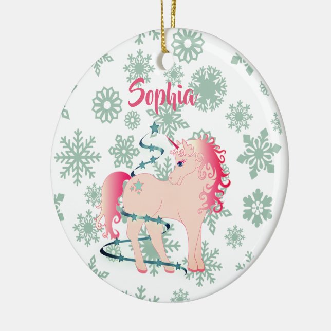 Custom Foto Unicorn Niedlich Girl Keramik Ornament (Links)