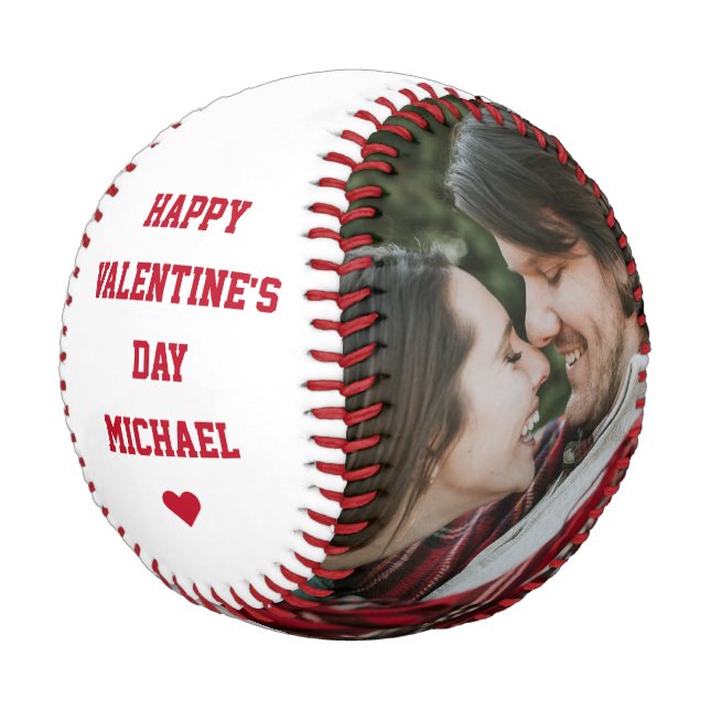 Custom Foto Valentine's Day I Liebe Sie Couple Baseball (Schrägansicht)