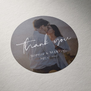 Custom Foto Vielen Dank für Ihr Hochzeitsticker Runder Aufkleber