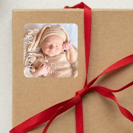 Custom Foto Vielen Dank Quadratischer Aufkleber