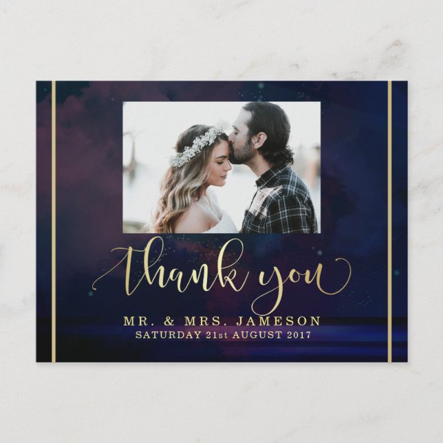Custom Foto Vielen Dank | Starry Night Sky Postkarte (Vorderseite)