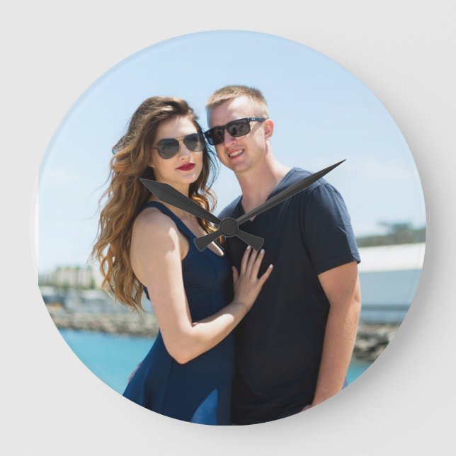 CUSTOM FOTO WALL CLOCK WEDD GIFT GROßE WANDUHR (Vorderseite)