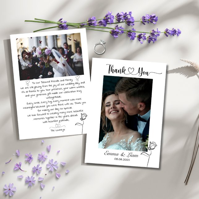 Custom Foto Wedding Dankeschön Card - Personalisie Dankeskarte (Custom Photo Wedding Thank You Card – Personalized Newlywed Postcard Design)
