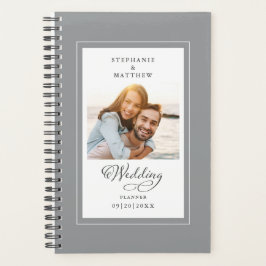 Custom Foto Wedding Gray White Skript Planer