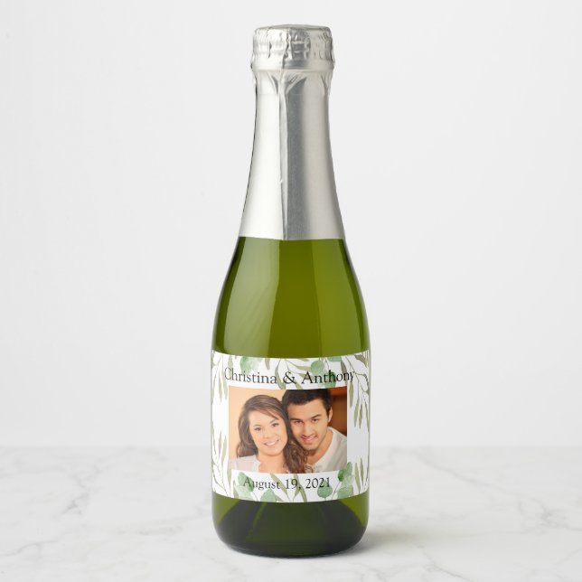 Custom Foto Wedding Mini Sparkling Wine Gefallen L (Vorderseite)