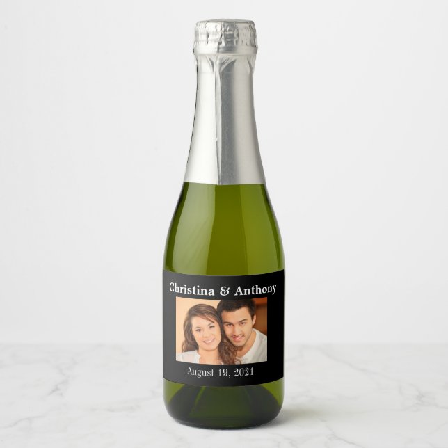 Custom Foto Wedding Mini Sparkling Wine Gefallen L (Vorderseite)