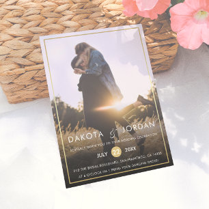 Custom Foto Wedding   Moderne Typografie und Gold Einladung