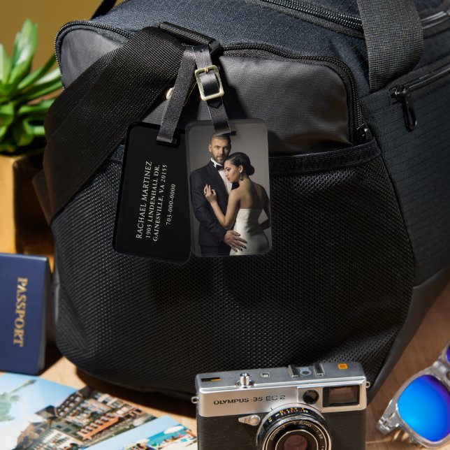 Custom Foto Wedding Portrait Honeymoon Gepäckanhänger (Vorderseite & Rückseite)