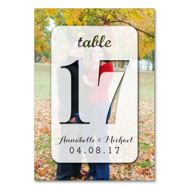 Custom Foto Wedding Tischnummer Card 17 (Vorderseite)