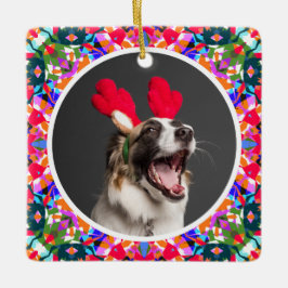 Custom Foto Weihnachts-Hund Mama Mum Vater Farbenf Keramikornament