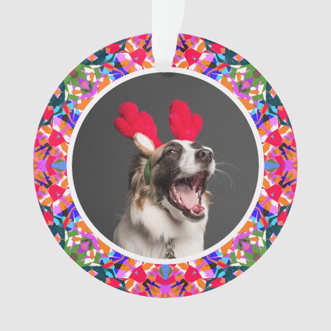 Custom Foto Weihnachts-Hund Mama Mum Vater Farbenf Ornament (Vorderseite)