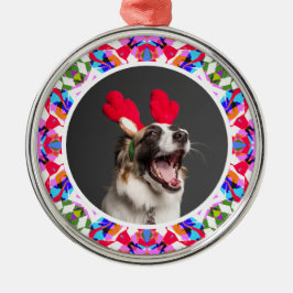 Custom Foto Weihnachts-Hund Mama Mum Vater Farbenf Ornament Aus Metall