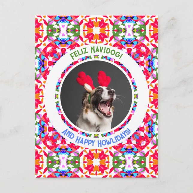 Custom Foto Weihnachts-Hund Mama Mum Vater Farbenf Postkarte (Vorderseite)
