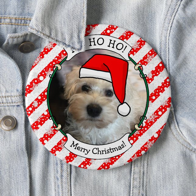 Custom Foto Weihnachts-Weihnachtsmannmütze Pet HO  Button (Beispiel)