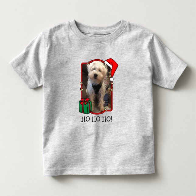 Custom Foto Weihnachts-Weihnachtsmannmütze Pet HO  Kleinkind T-shirt (Vorderseite)