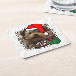 Custom Foto Weihnachts-Weihnachtsmannmütze Pet HO Rechteckiger Pappuntersetzer