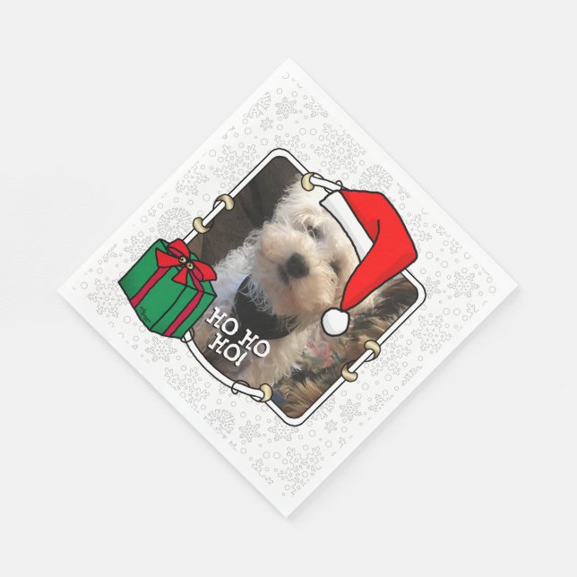 Custom Foto Weihnachts-Weihnachtsmannmütze Pet HO  Serviette (Ecke)