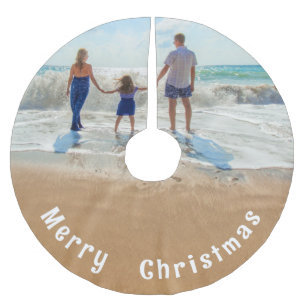 Custom Foto Weihnachtsbaum Rock mit Ihren Fotos Polyester Weihnachtsbaumdecke