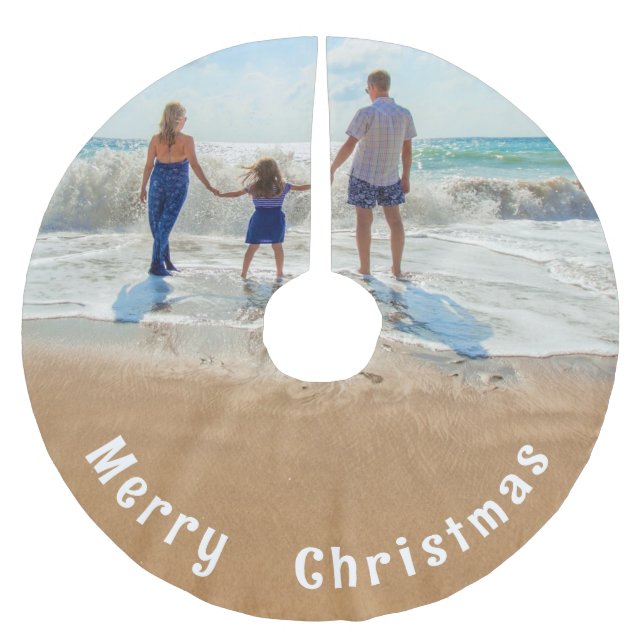 Custom Foto Weihnachtsbaum Rock mit Ihren Fotos Polyester Weihnachtsbaumdecke (Vorderseite)
