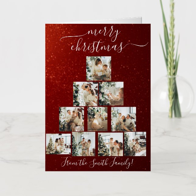 Custom Foto Weihnachtsbaum Weihnachtskarte (Vorderseite)