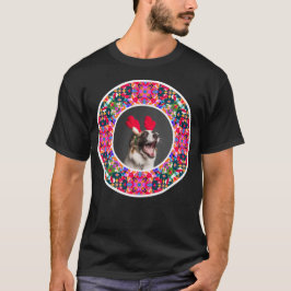 Custom Foto Weihnachtsferien Hund Happy Holidays P T-Shirt