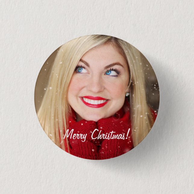 Custom Foto Weihnachtsgeschenk - Button (Vorderseite)