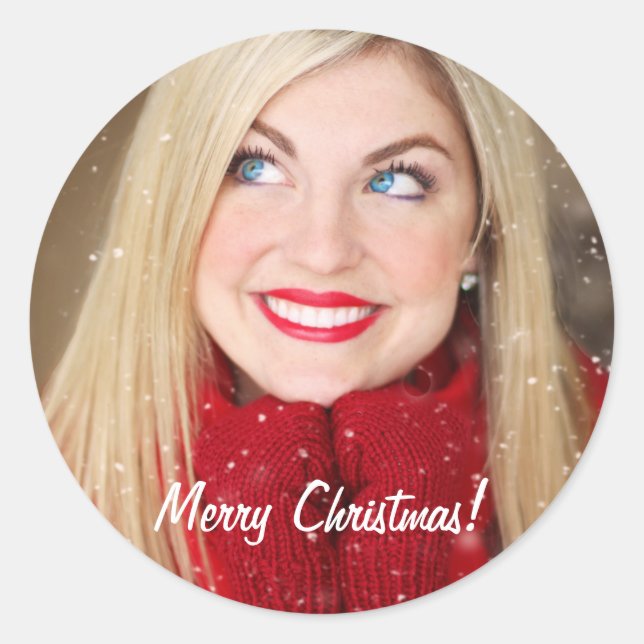 Custom Foto Weihnachtsgeschenk - Runder Aufkleber (Vorderseite)