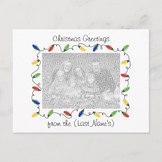 Custom Foto Weihnachtskartenleuchten Feiertagspostkarte (Vorderseite)