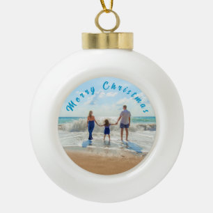 Custom Foto Weihnachtsschmuck Ihr Familiengeschenk Keramik Kugel-Ornament