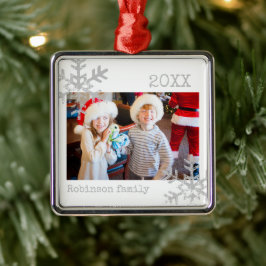 Custom Foto White Snowflakes Ornament Aus Metall