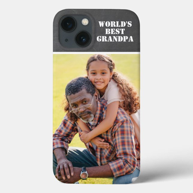 Custom Foto World's Best Grandpa Modern Gray Case-Mate iPhone Hülle (Rückseite)
