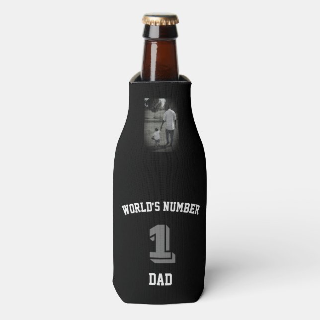 Custom Foto World's Number One Vater Uncle Flaschenkühler (Flaschenvorderseite)
