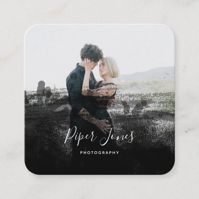 Custom Fotografy Black Abstrakt Fotograf Quadratische Visitenkarte (Vorderseite)