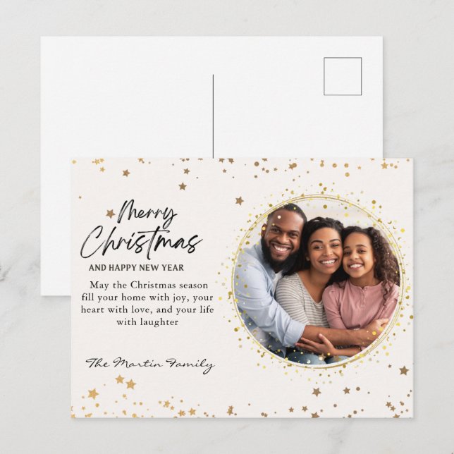 Custom Fotos Frohe Weihnachts-Foto Postkarte (Vorne/Hinten)