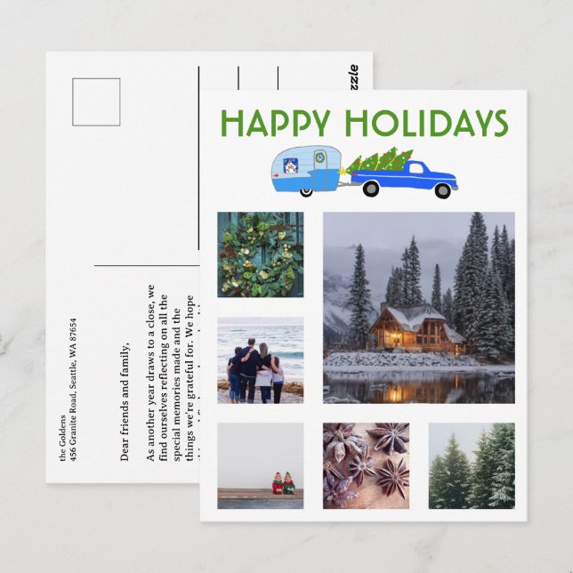 CUSTOM FOTOS LKW Campingplatz Weihnachtsfeiertag Postkarte (Vorne/Hinten)