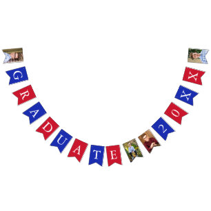 Custom Fotos Red White Blue Graduate Wimpelkette