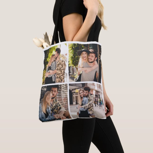 Custom Four Foto Collage Tote Bag Tasche (Von Nahem)