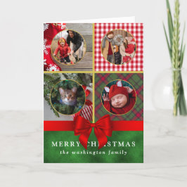Custom Four Fotos Family Weihnachtskarte Feiertagskarte